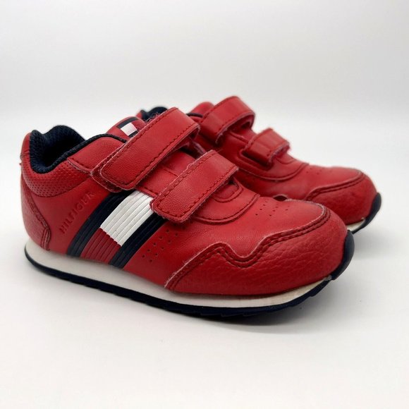 Tommy Hilfiger Toddler Girls Pink Sneakers Shoes Hook & Loop Size